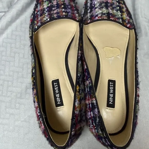 Nine West Abay 2 Women's Plaid Tweed Colorful Pointed Toe Flats Size 8.5 - Picture 10 of 11